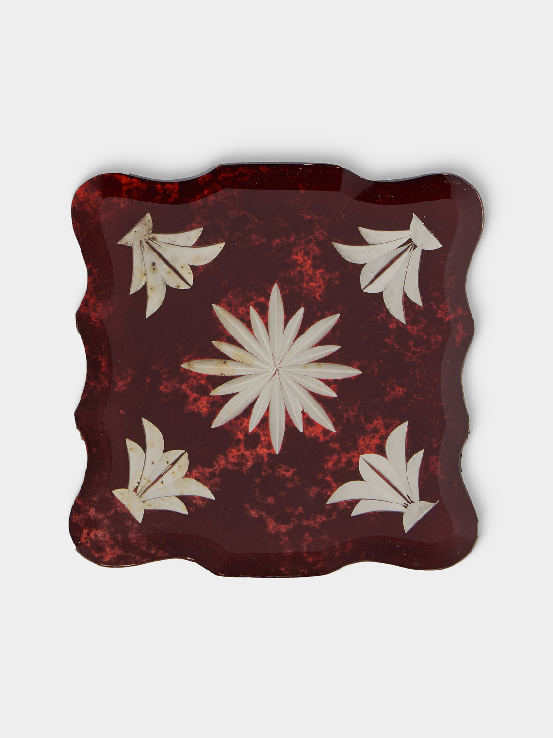 Borgo delle Tovaglie - Firenze Curio Mio Mirrored Glass Coasters (Set of 6) - Red - ABASK