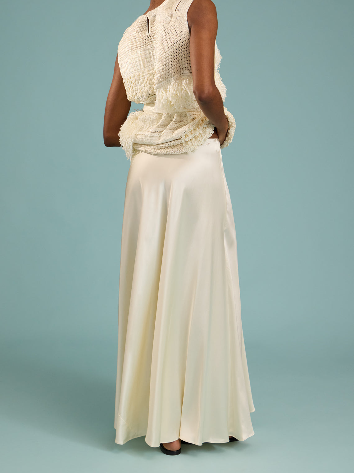 Heirlome - Antonia Silk Long Skirt | Size: S - Ivory - ABASK