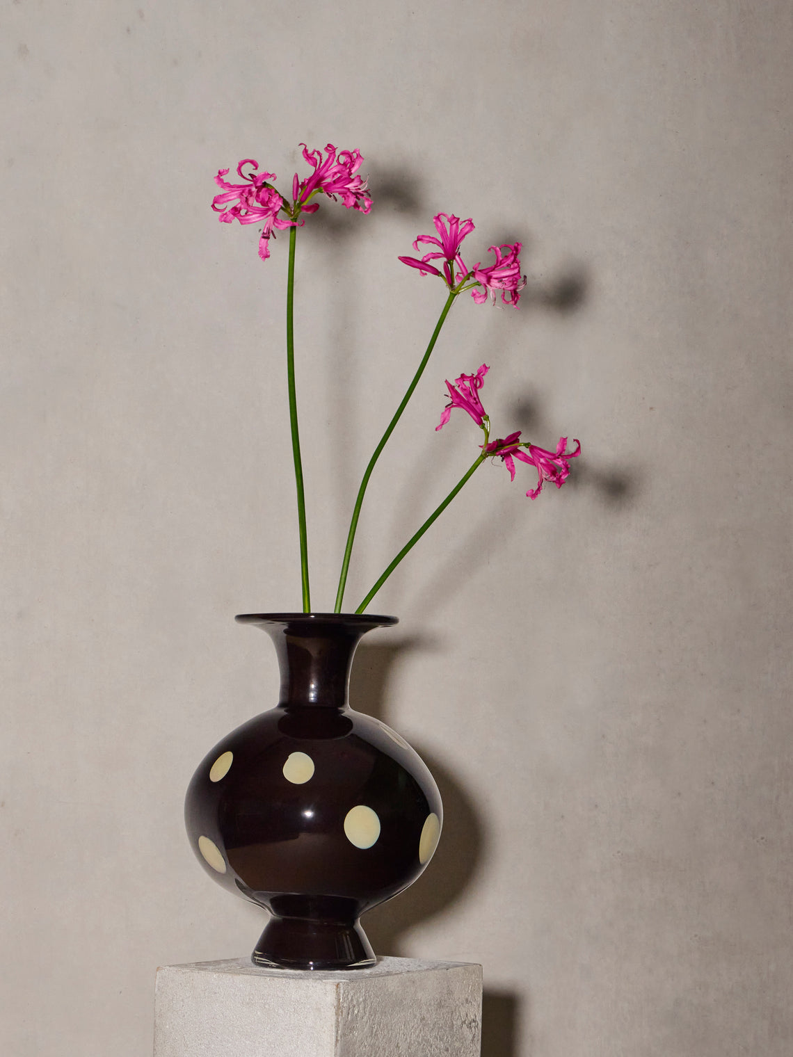 Martyn Thompson Studio - Penny Spotted Hand-Blown Glass Vase (12.5in/32cm) - Black - ABASK