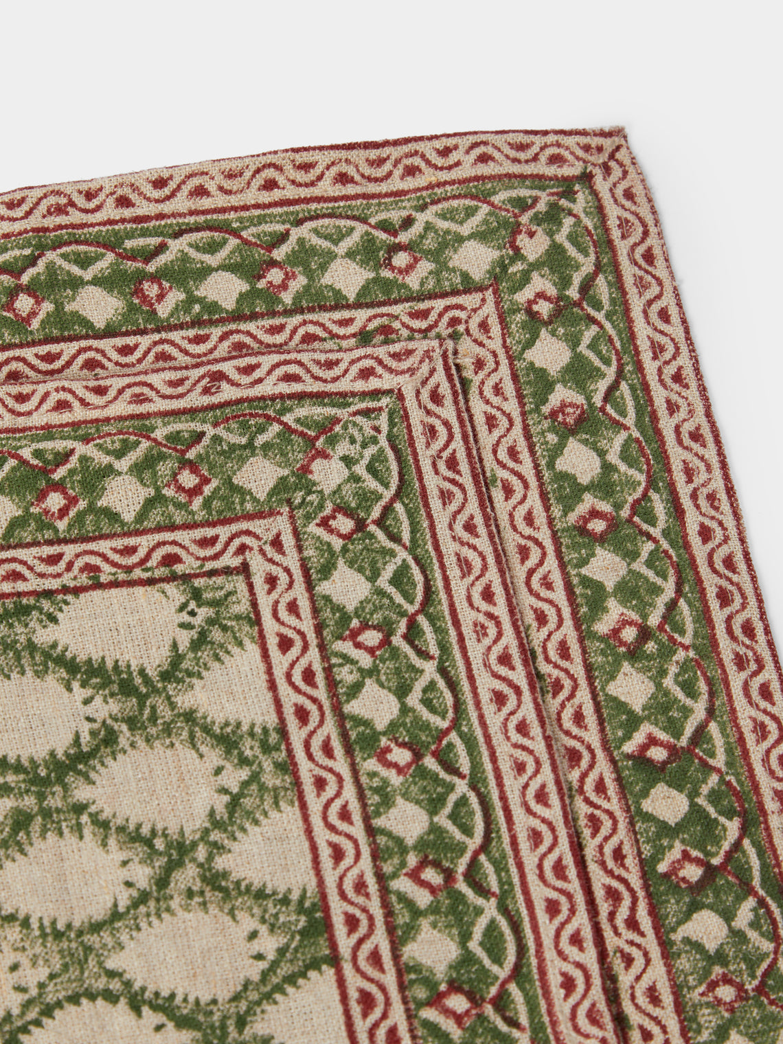 Chamois - | Set of 2 | Cypress Block-Printed Linen Placemats - Multiple - ABASK