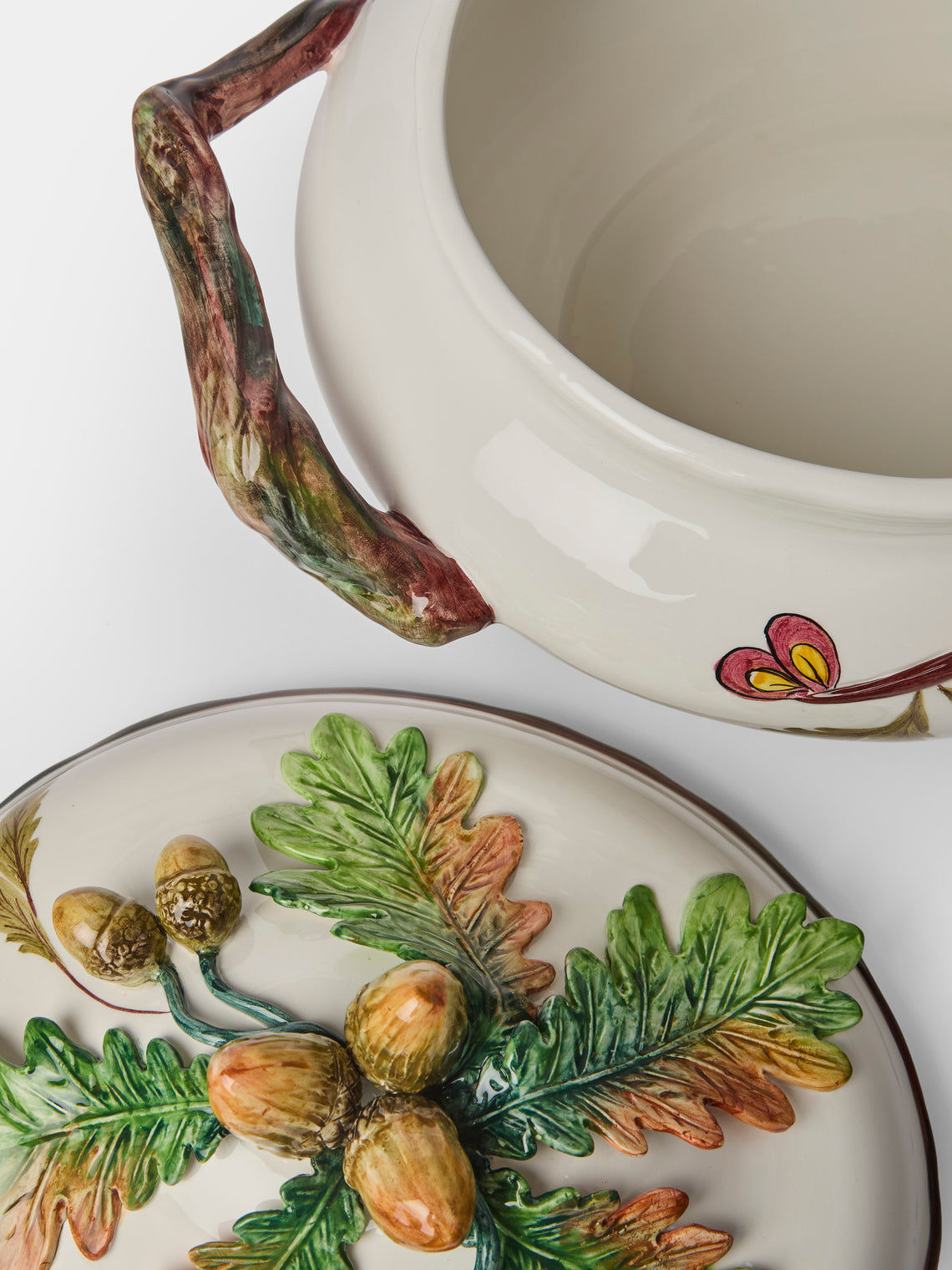 Fioravola - Acorns Hand-Painted Ceramic Tureen - White - ABASK