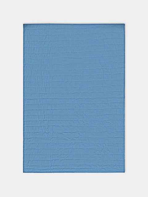 Tuck It In - Hand-Embroidered Linen Quilt (79in/2m) - Blue - ABASK - 
