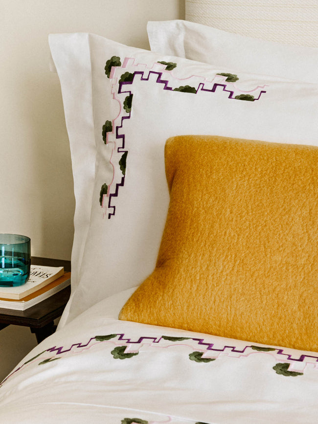 Loretta Caponi - Geometric Embroidered Cotton King-Size Pillowcases (Set of 2) -  - ABASK