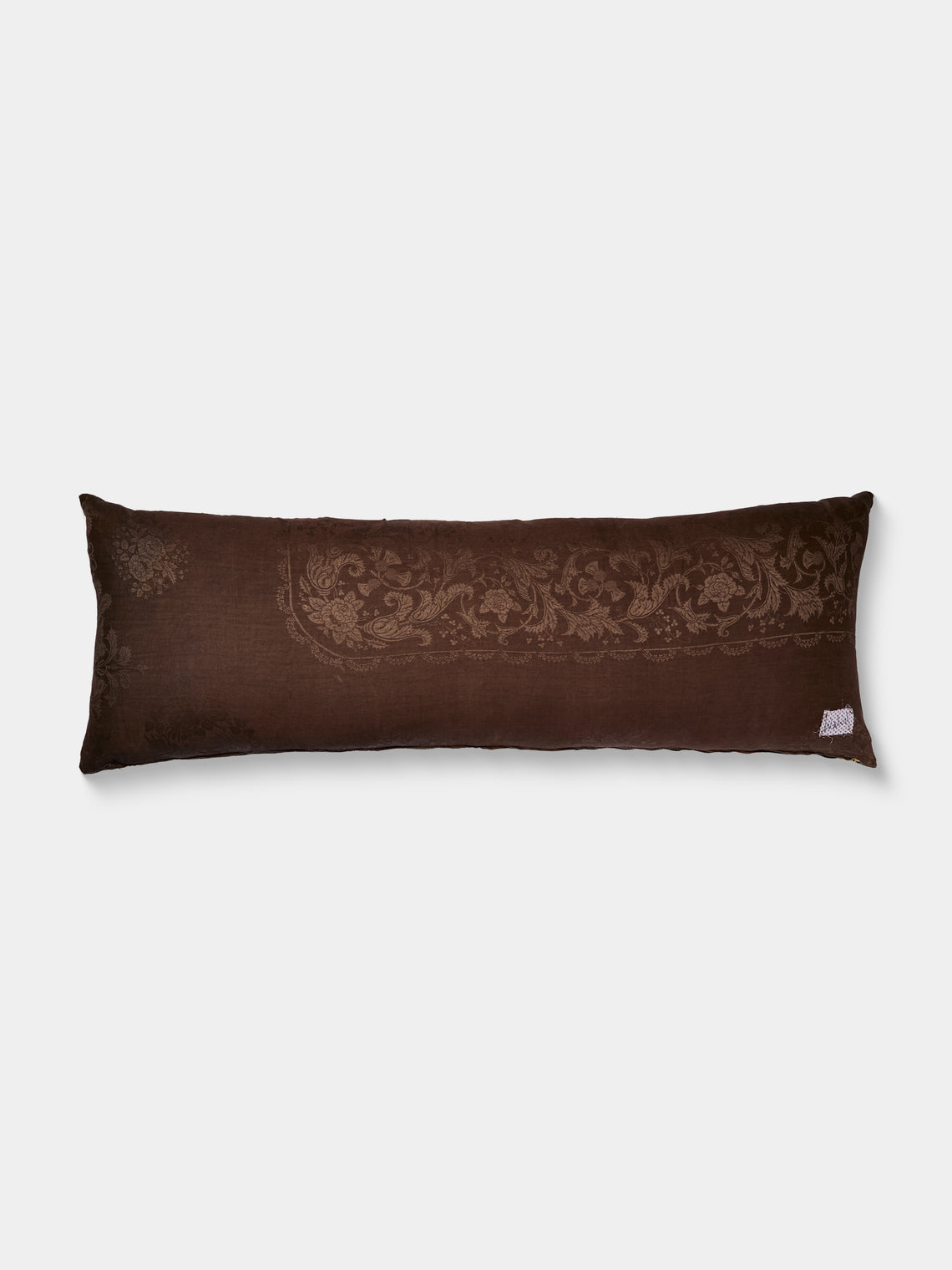 By Walid - 19th-Century Needlepoint Wool and Damask Pillow (53in/1.35m) - Multiple - ABASK