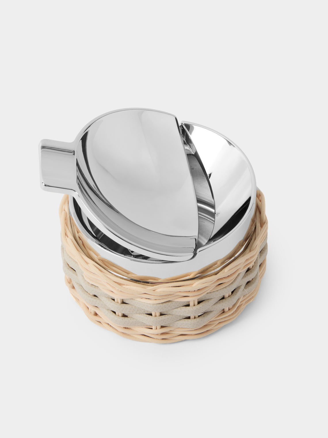 Pigment France - Toledo Leather and Rattan Ashtray - Cream - ABASK