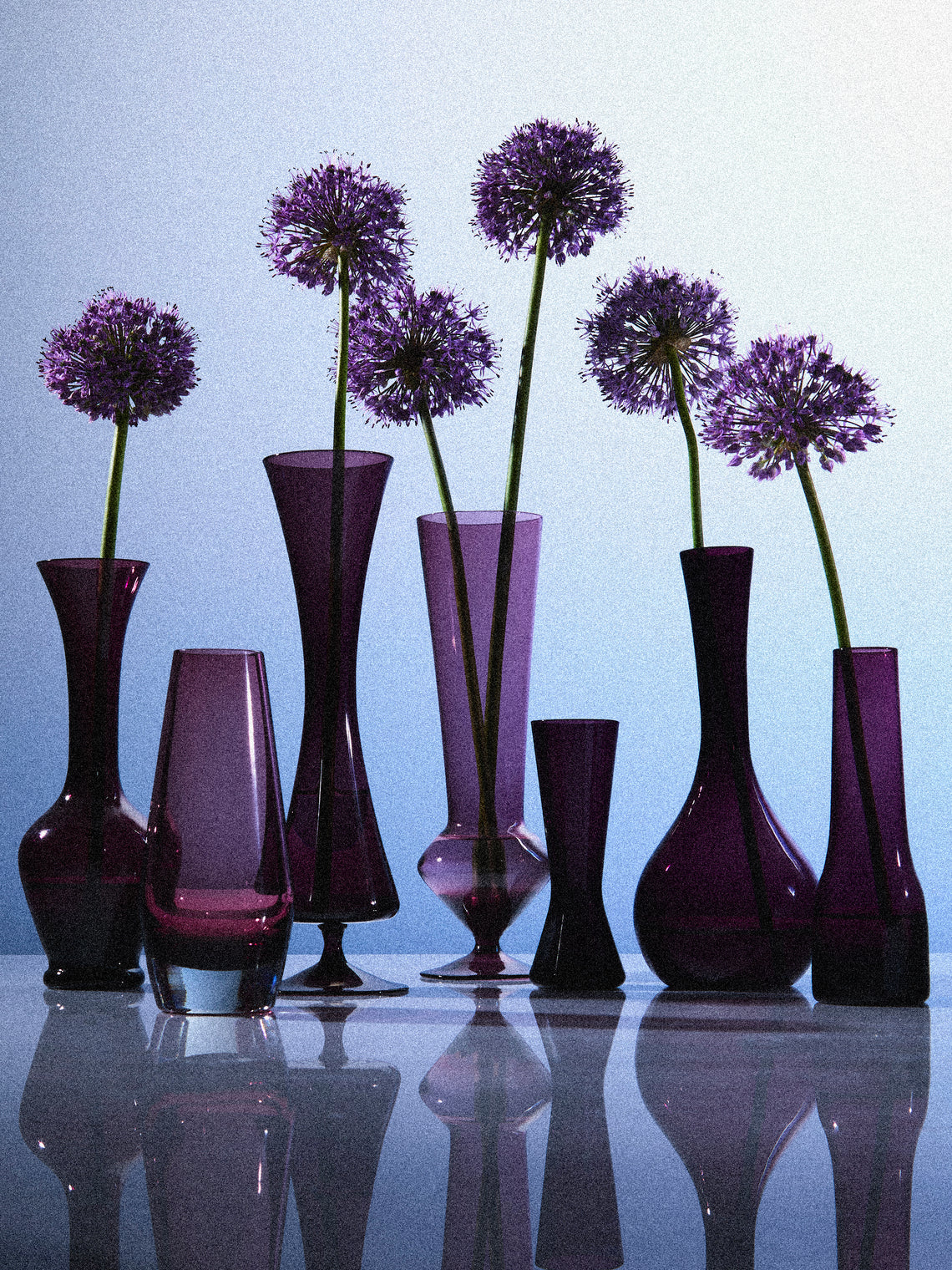 Antique and Vintage - Mid-Century Glass Bud Vases (Set of 7) - Purple - ABASK