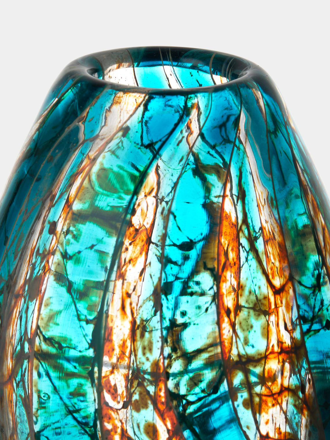 Antique and Vintage - Mid-Century Glass Vase (6in/15.5cm) - Blue - ABASK