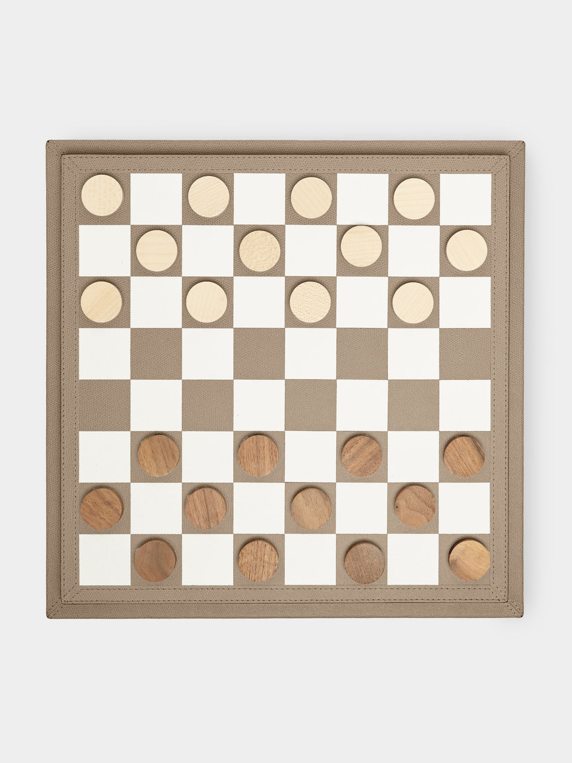 Giobagnara - Leather Triple Checkers, Chess and Dominoes Compendium - Taupe - ABASK