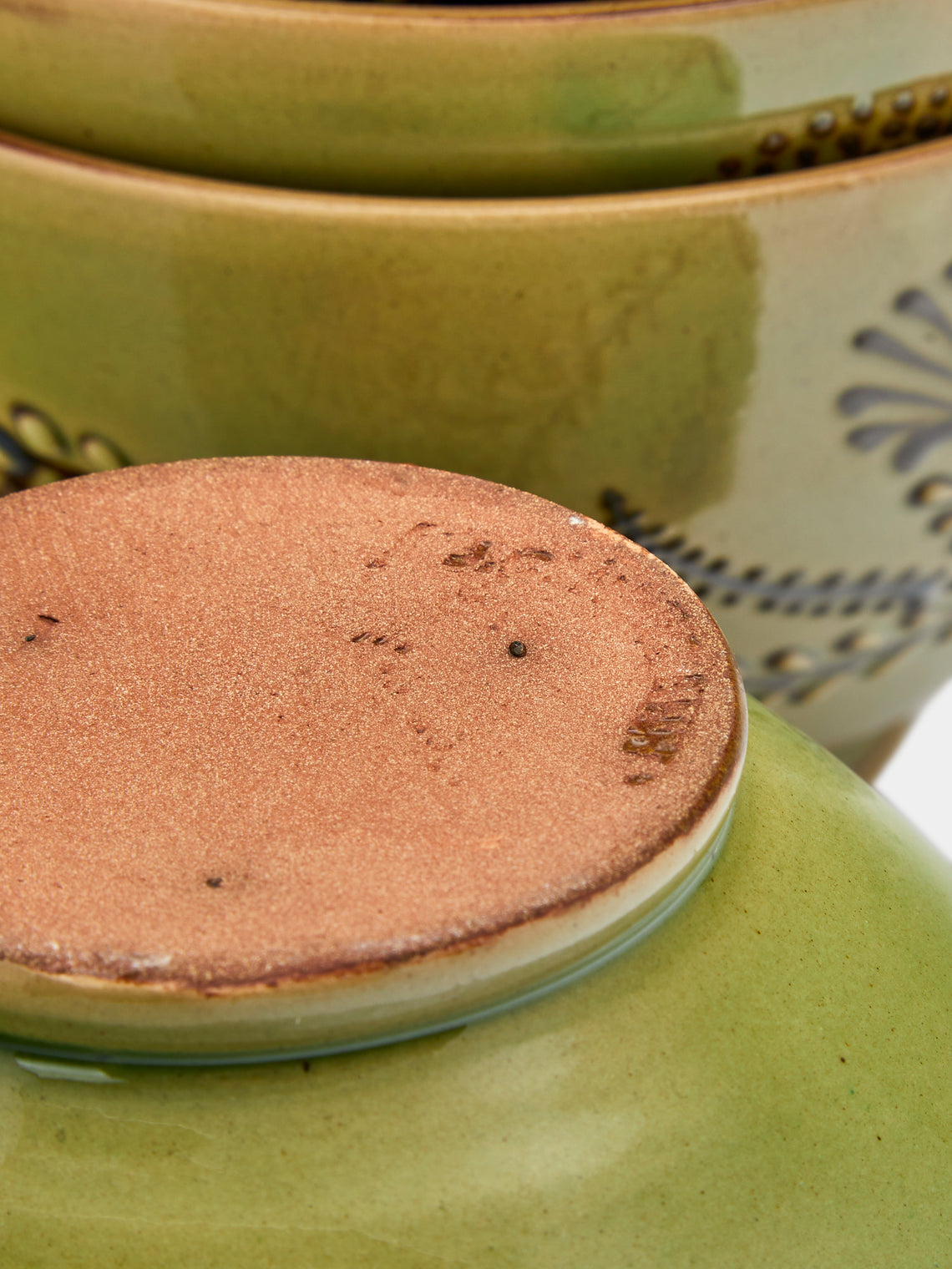 Poterie d’Évires - Flowers Hand-Painted Ceramic Bowls (Set of 6) - Green - ABASK