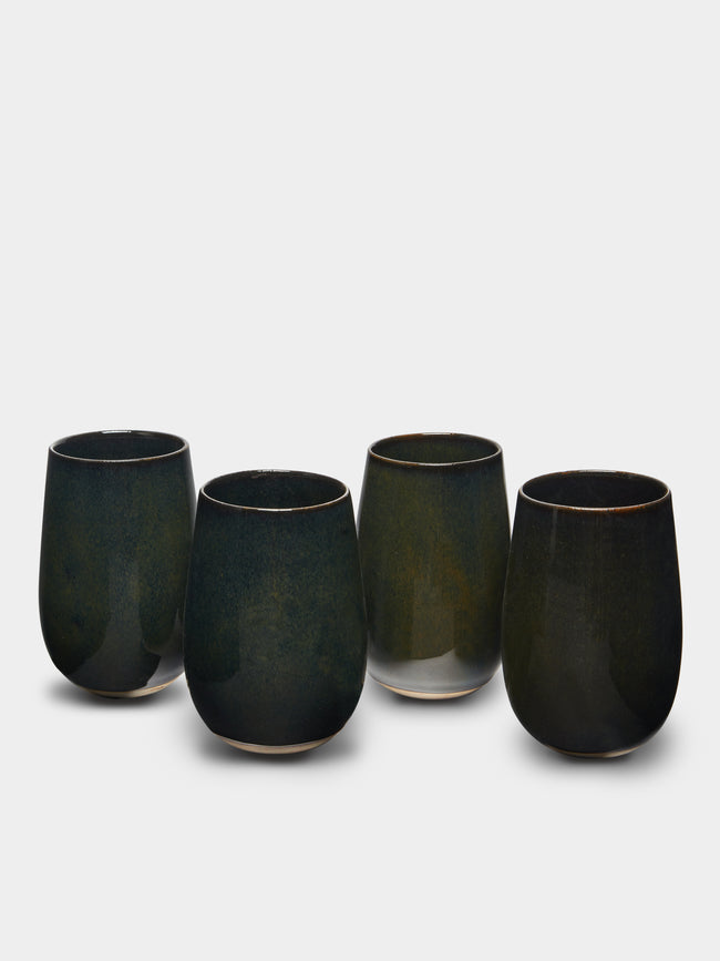 Mervyn Gers Ceramics - Tall Cups (Set of 4) - Black - ABASK