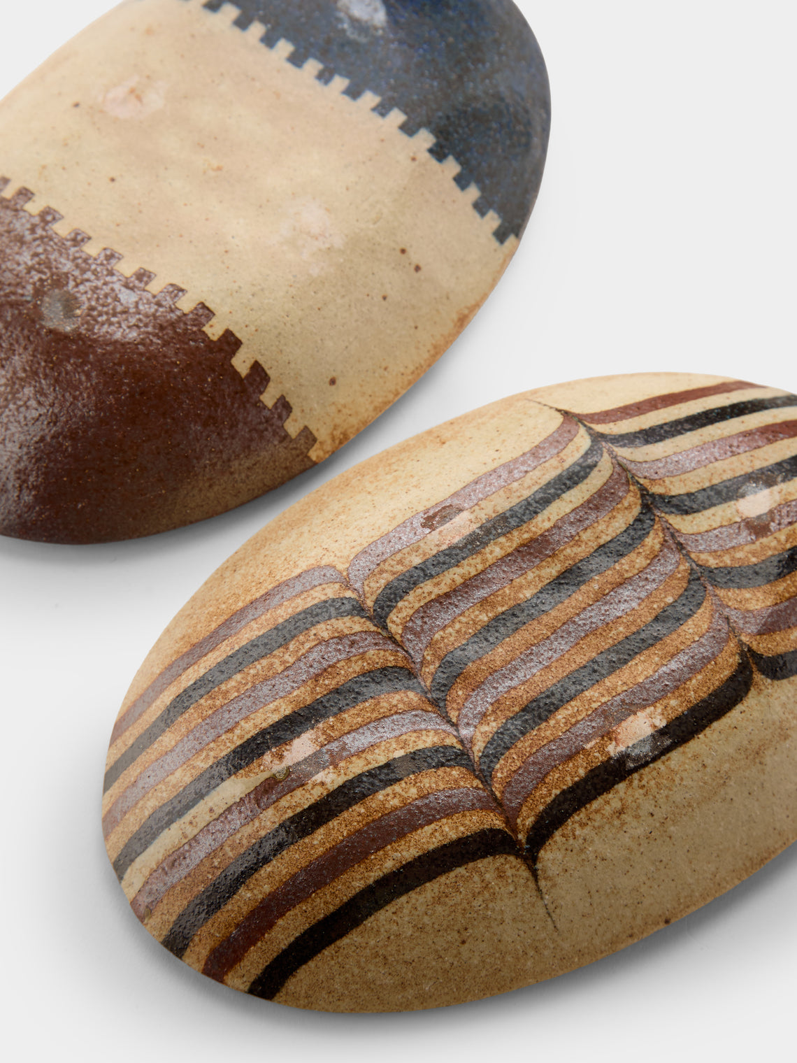 Makidani-gama - No. 1 Nerikomi Ceramic Medium Oval Bowls (Set of 4) - Multiple - ABASK