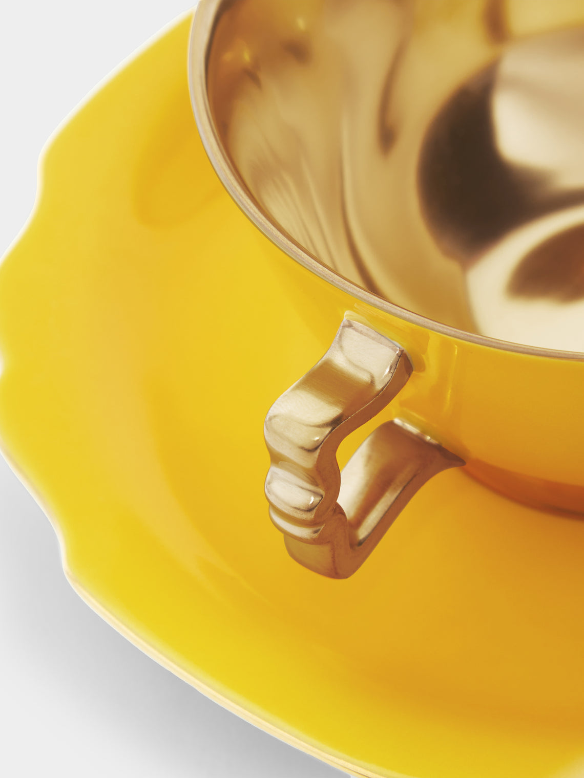 Augarten - Belvedere Hand-Painted Porcelain Teacup and Saucer (Set of 2) - Yellow - ABASK