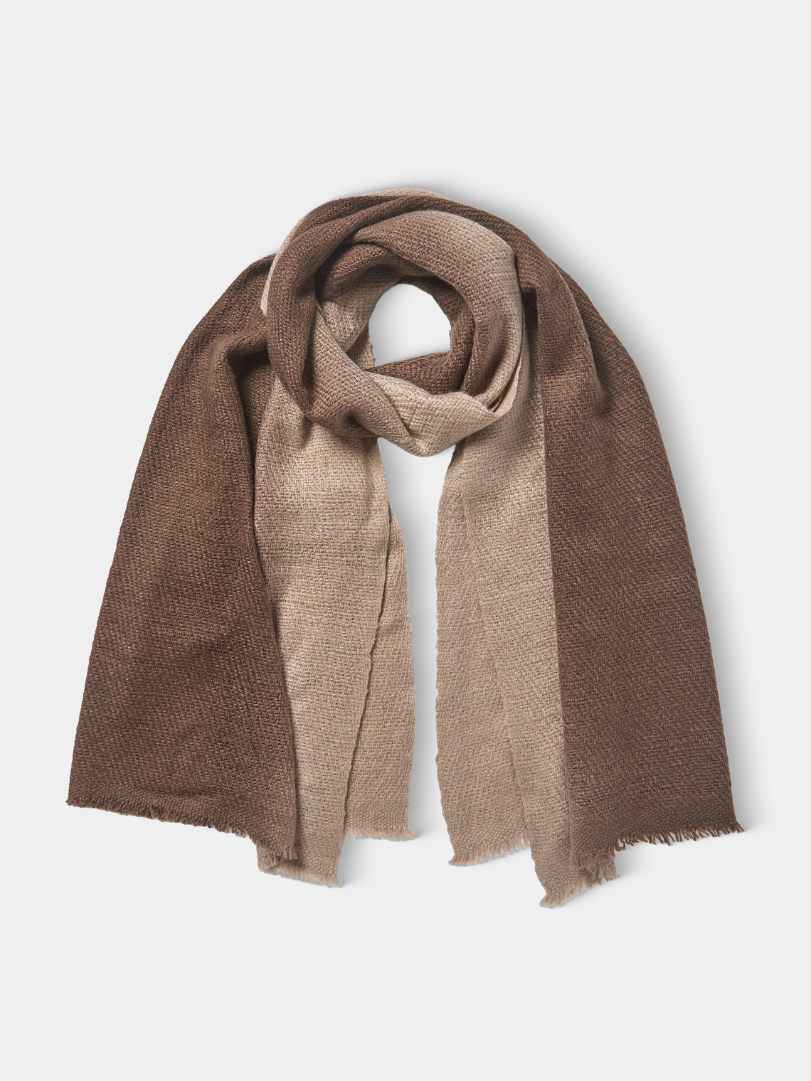 Me & K - Cashmere Ombré-Border Scarf | One Size - Brown - ABASK - 