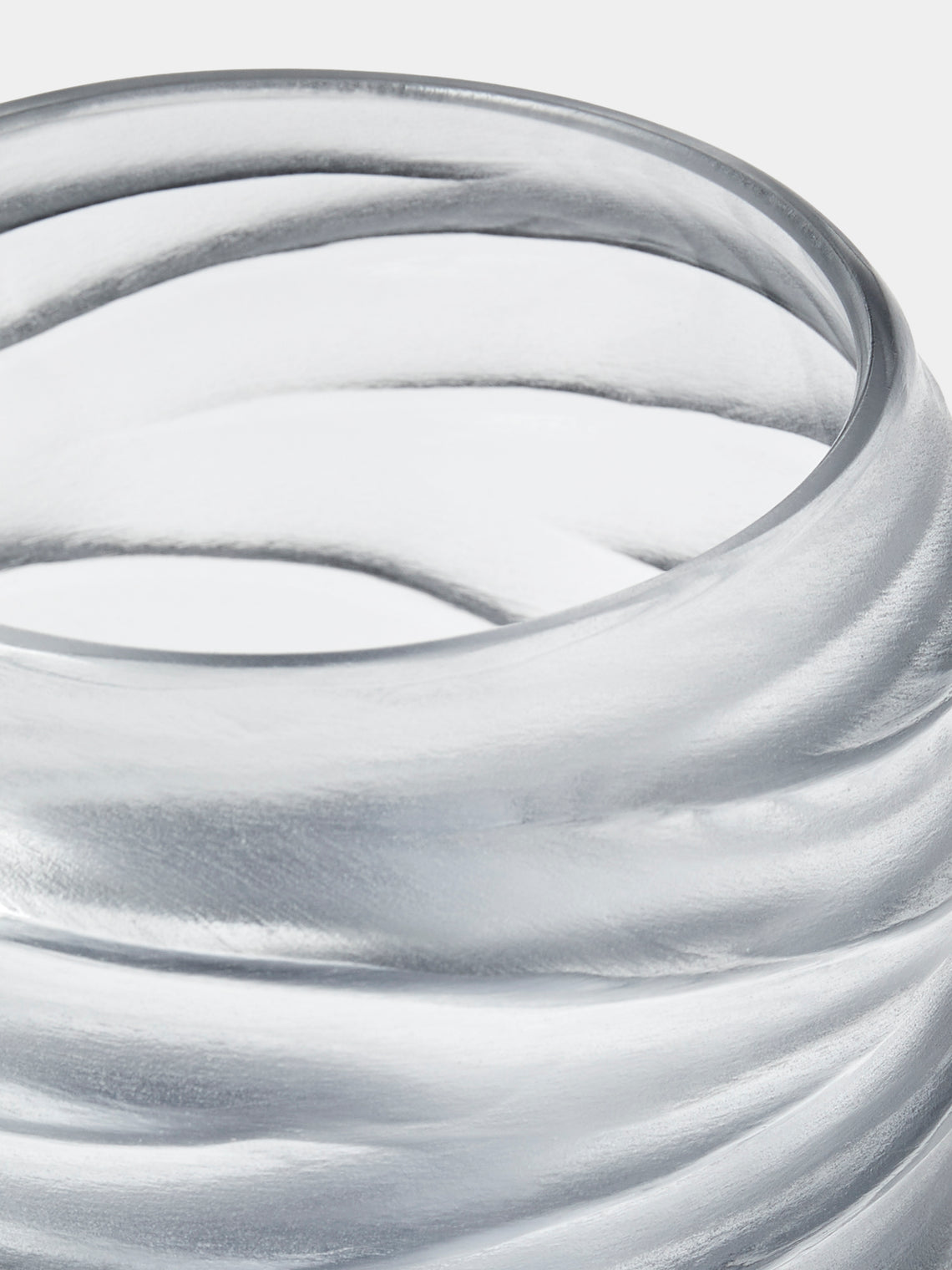 Micheluzzi Glass - Rullo Acciaio Onde Hand-Blown Murano Glass Vase (4.5in/12cm) - Gray - ABASK