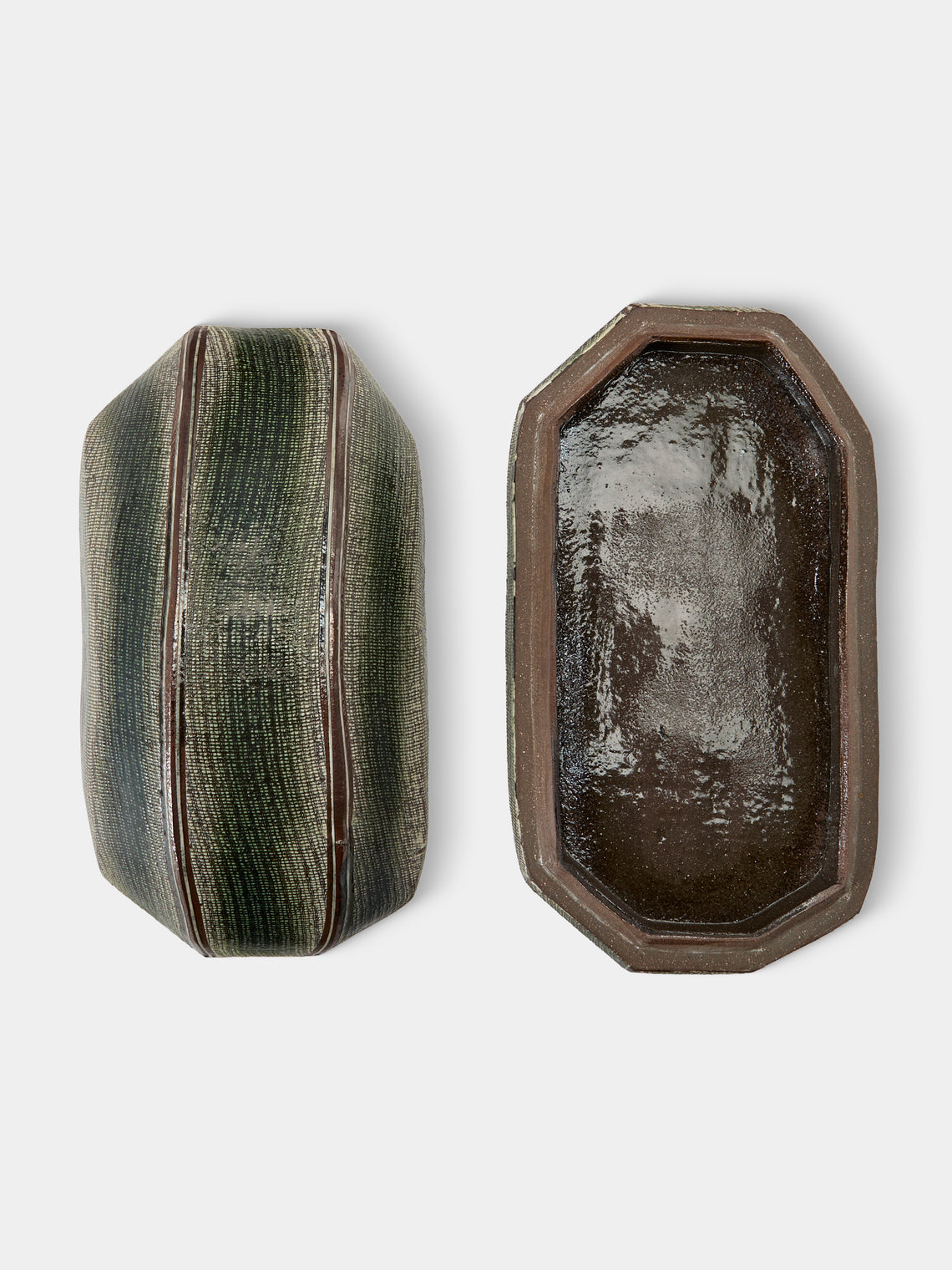 Masumi Ando - Textured Ceramic Tray (10.5in/27cm) - Green - ABASK