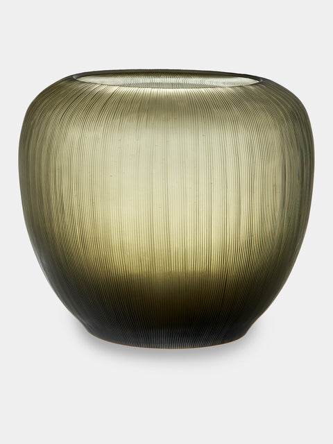 Micheluzzi Glass - Goccia Laguna Millerighe Hand-Blown Murano Glass Vase (8in/20cm) - Green - ABASK - 