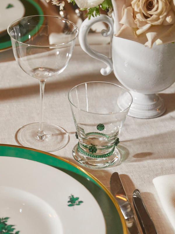 Theresienthal - Bacchus Hand-Blown Crystal Small Wine Glass (Set of 2) - Green - ABASK