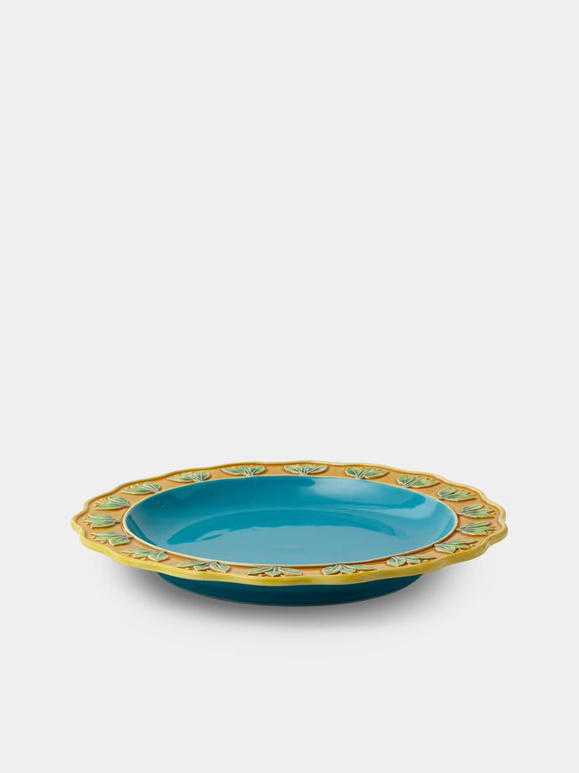 Verdolini - Chestnut Hand-Painted Majolica Ceramic Serving Plate (12.5in/32cm) - Blue - ABASK - 