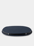 Giobagnara - David Leather Oval Reversible Placemats with Holder (Set of 6) - Blue - ABASK - 