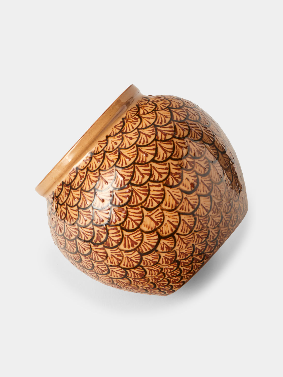 Poterie d’Évires - Geometric Hand-Painted Ceramic Vase (6.5in/17cm) - Cream - ABASK