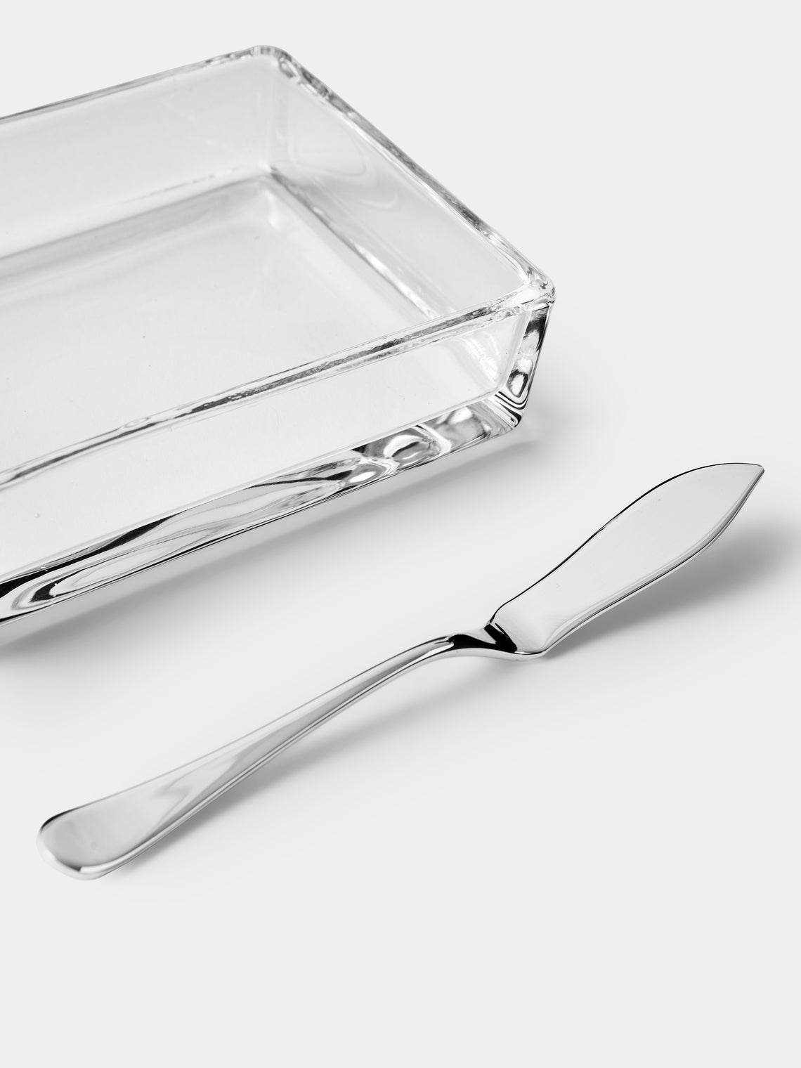 Greggio - English Silver-Plated Butter Dish with Knife - Silver - ABASK