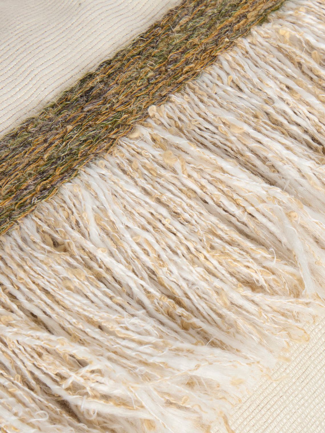 de Le Cuona - Jungle Silk Fringed Cushion (23.5in/60cm) - Ivory - ABASK