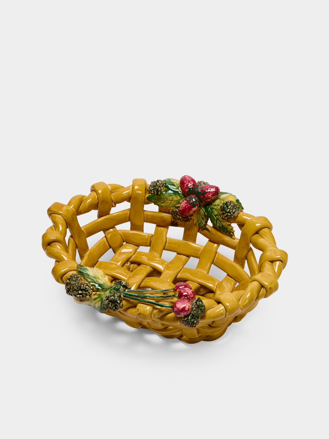 Antique and Vintage - 1960s Vallauris Majolica Ceramic Fruit Bowl - Yellow - ABASK