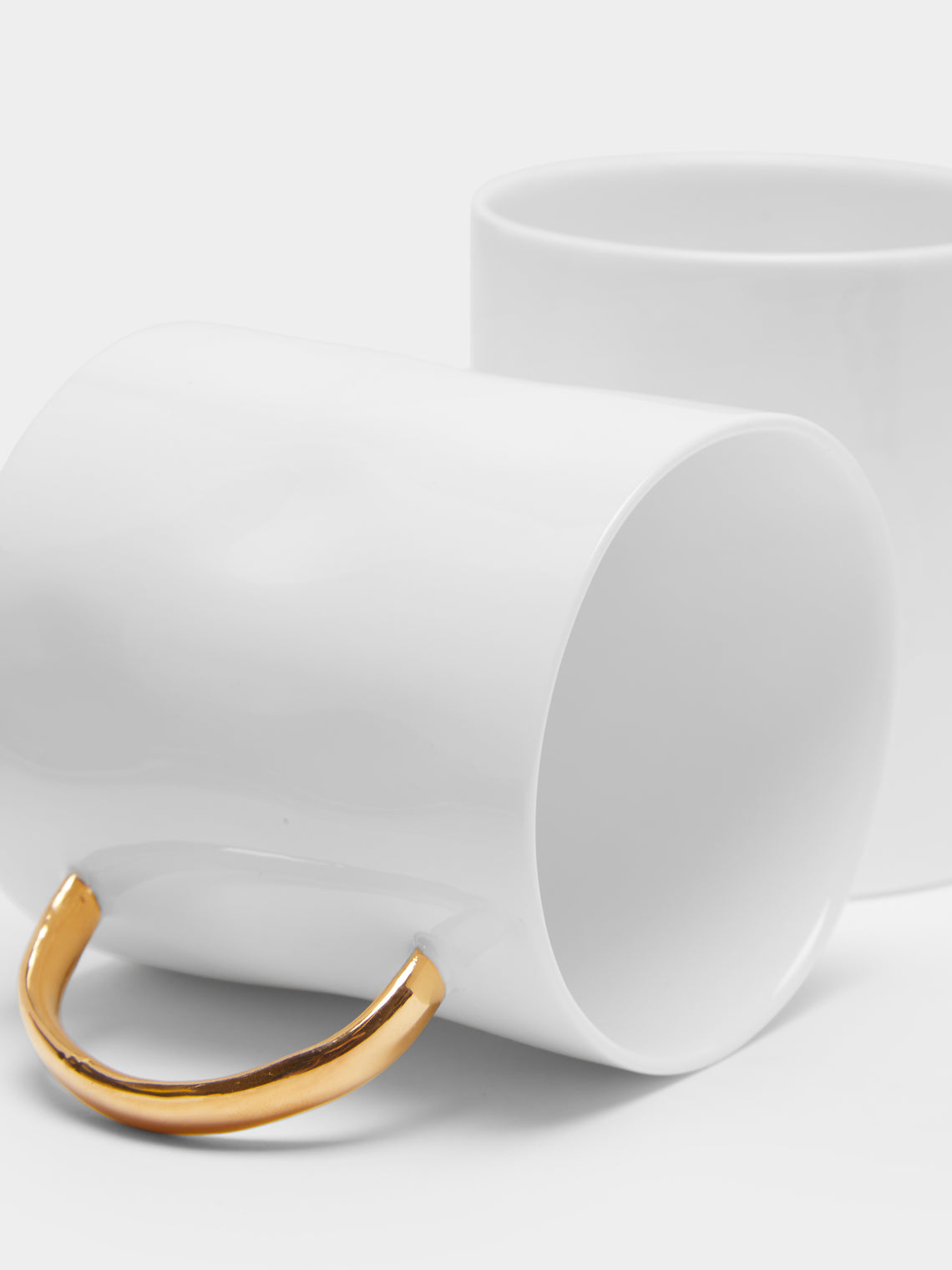 Feldspar - Hand-Painted 24ct Gold and Bone China Coffee Cups (Set of 4) - White - ABASK