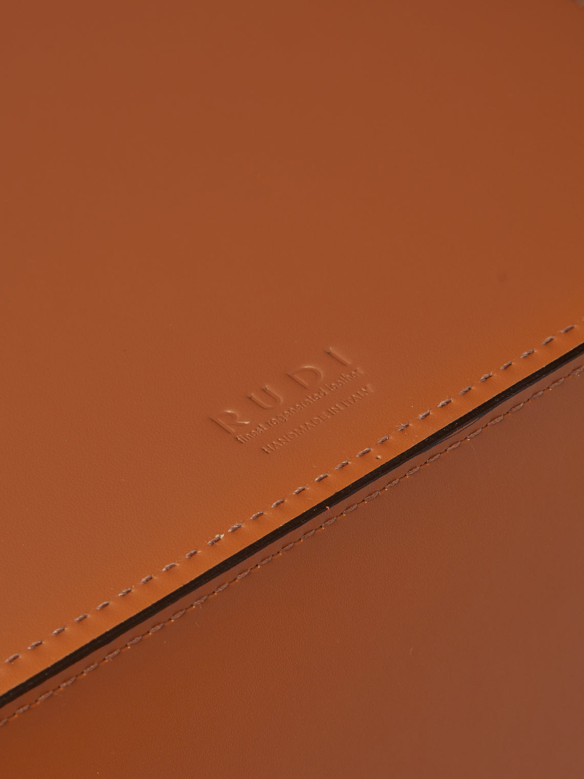 RUDI - Bino Leather Square Lidded Wastepaper Bin - Tan - ABASK