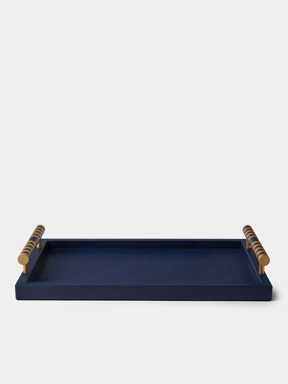 Pinetti - Saturno Leather Tray (17.5in/45cm) - Navy - ABASK
