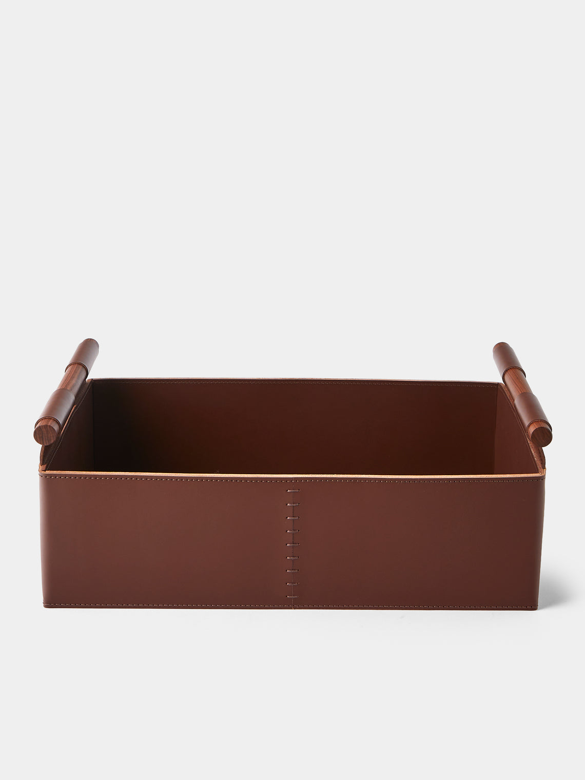 Rabitti 1969 - Beta Leather Rectangular Low Basket - Brown - ABASK - 