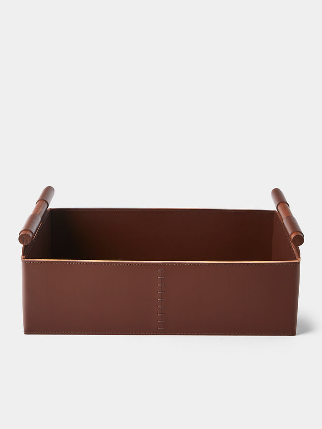 Rabitti 1969 - Beta Leather Rectangular Low Basket - Brown - ABASK - 