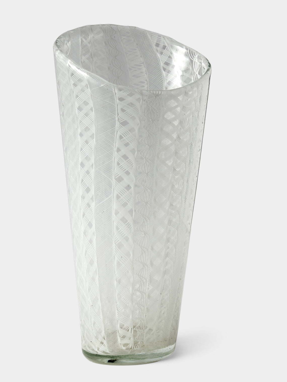 Antique and Vintage - Mid-Century Vetreria Aureliano Toso Murano Glass Vase (10in/26cm) - White - ABASK
