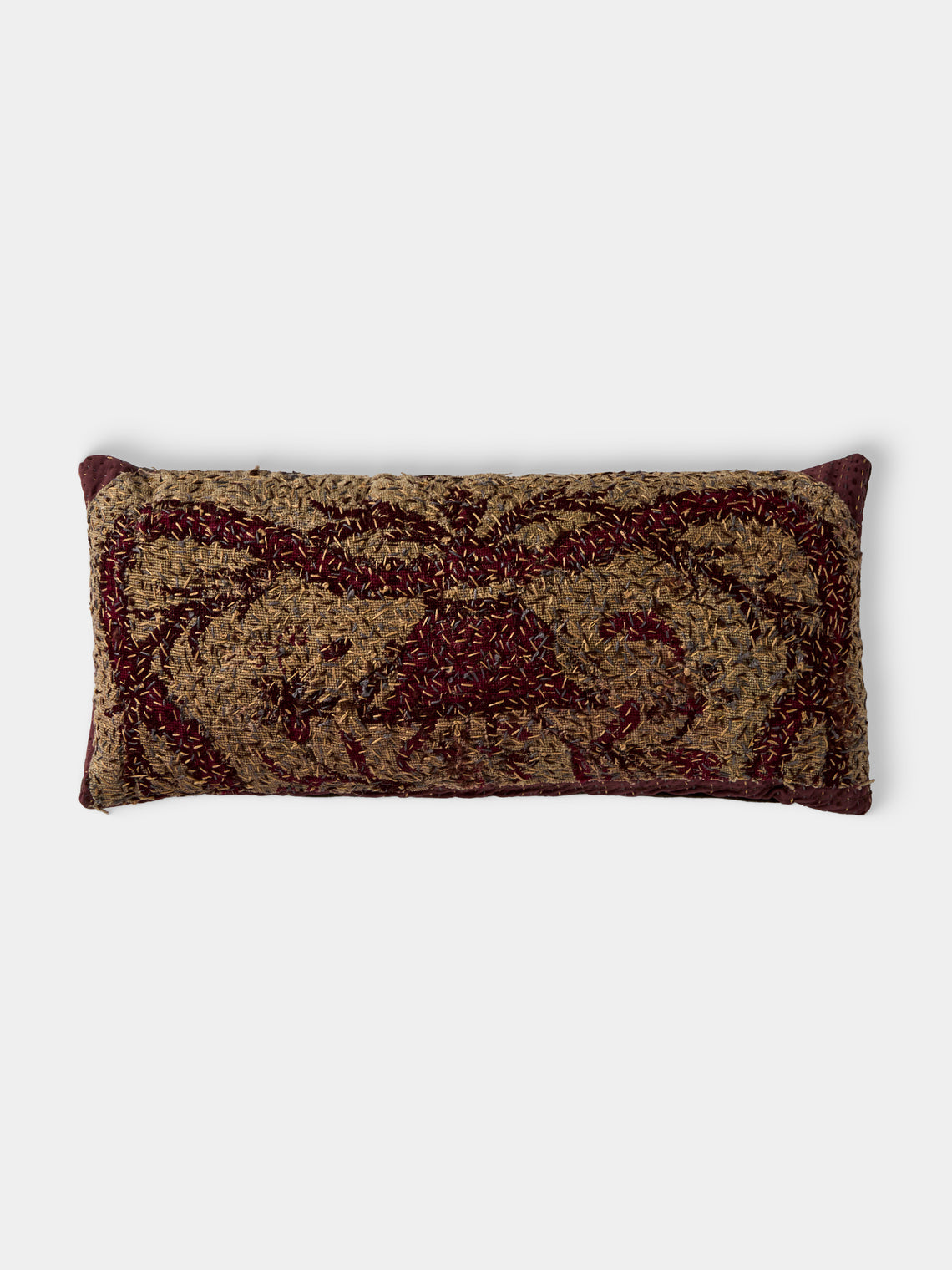 By Walid - 18th-Century Needlepoint Wool and Damask Cushion (21.5in/55cm) - White - ABASK - 