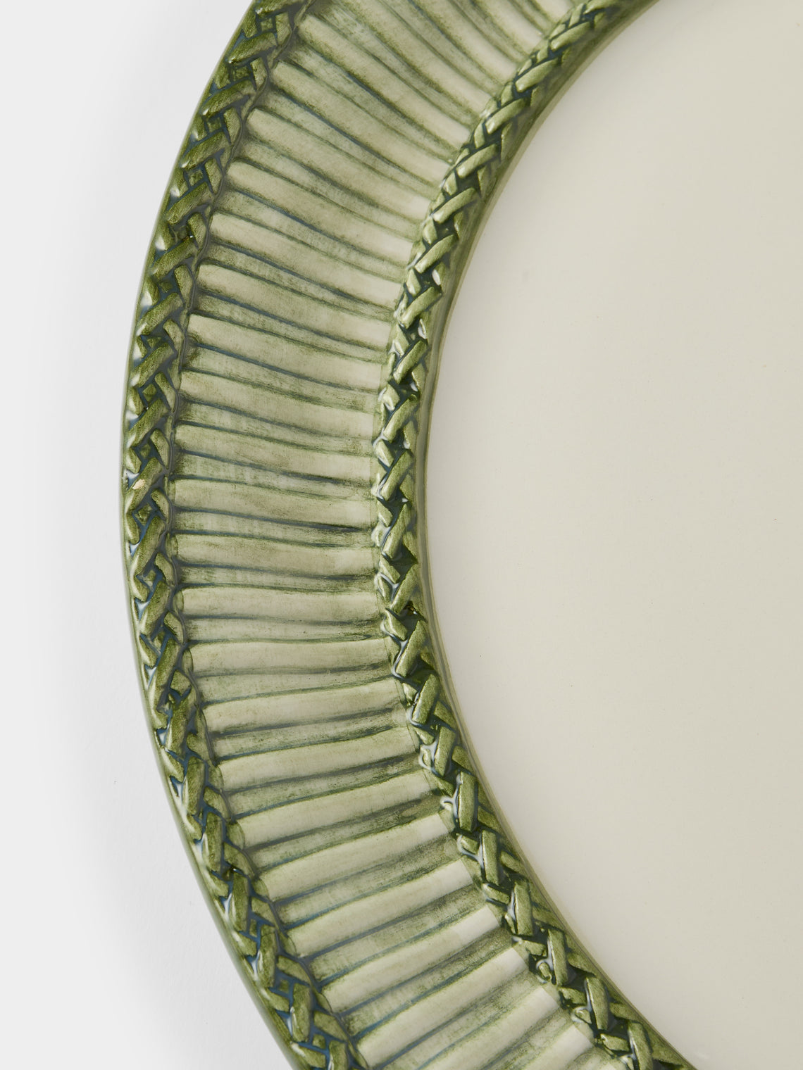 Tessalume Ceramiche - | Set of 4 | Wicker Hand-Painted Ceramic Charger Plates - Light Green - ABASK
