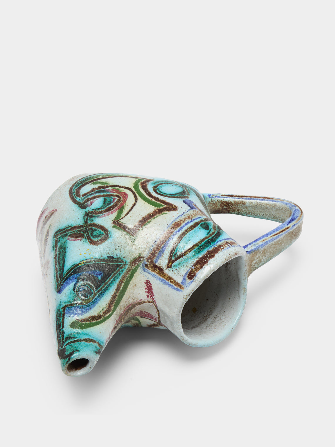 Antique and Vintage - Mid-Century Accolay Ceramic Pitcher - Blue - ABASK