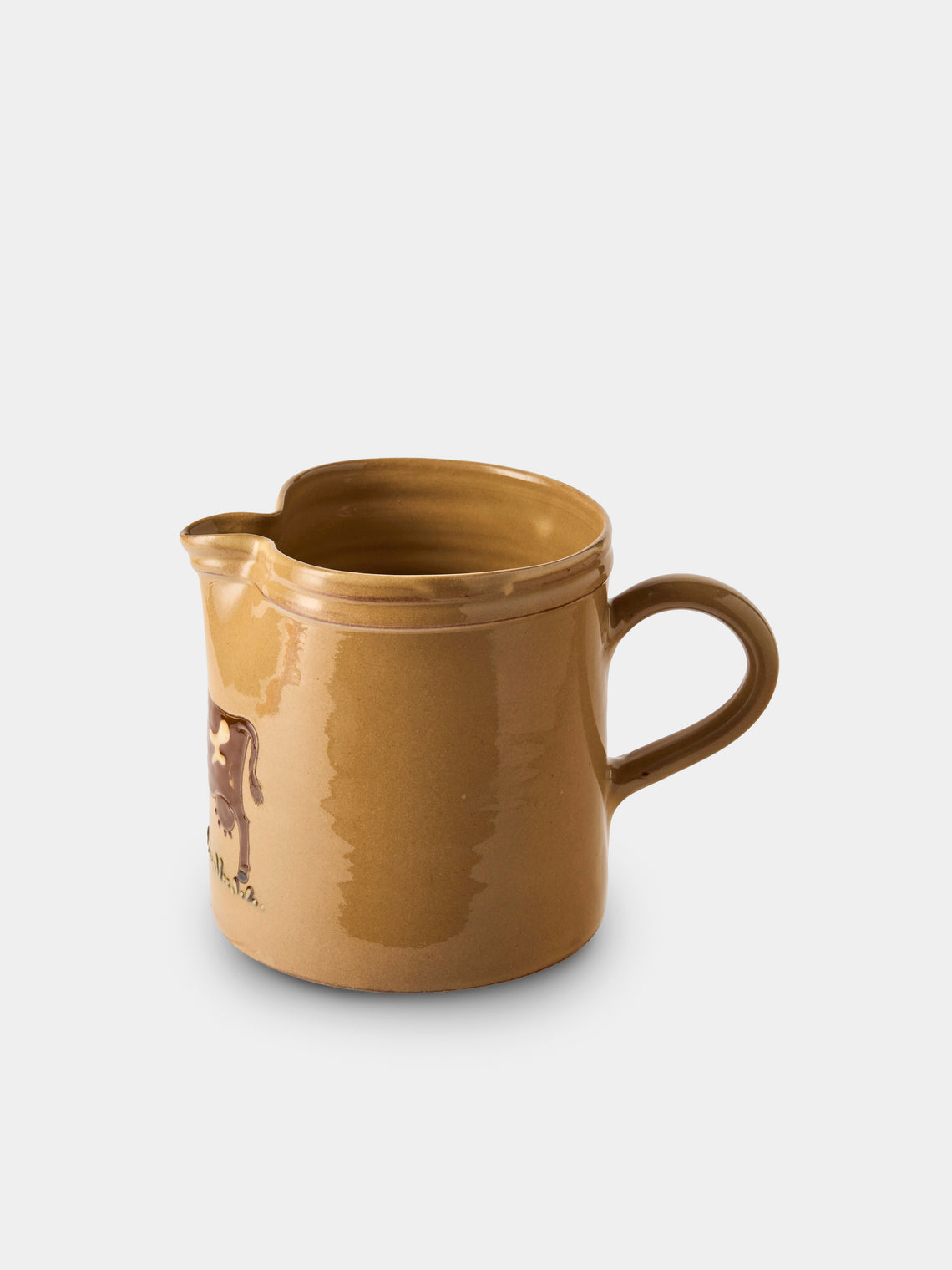 Poterie d’Évires - Cows Hand-Painted Ceramic Straight-Edge Medium Jug - Cream - ABASK