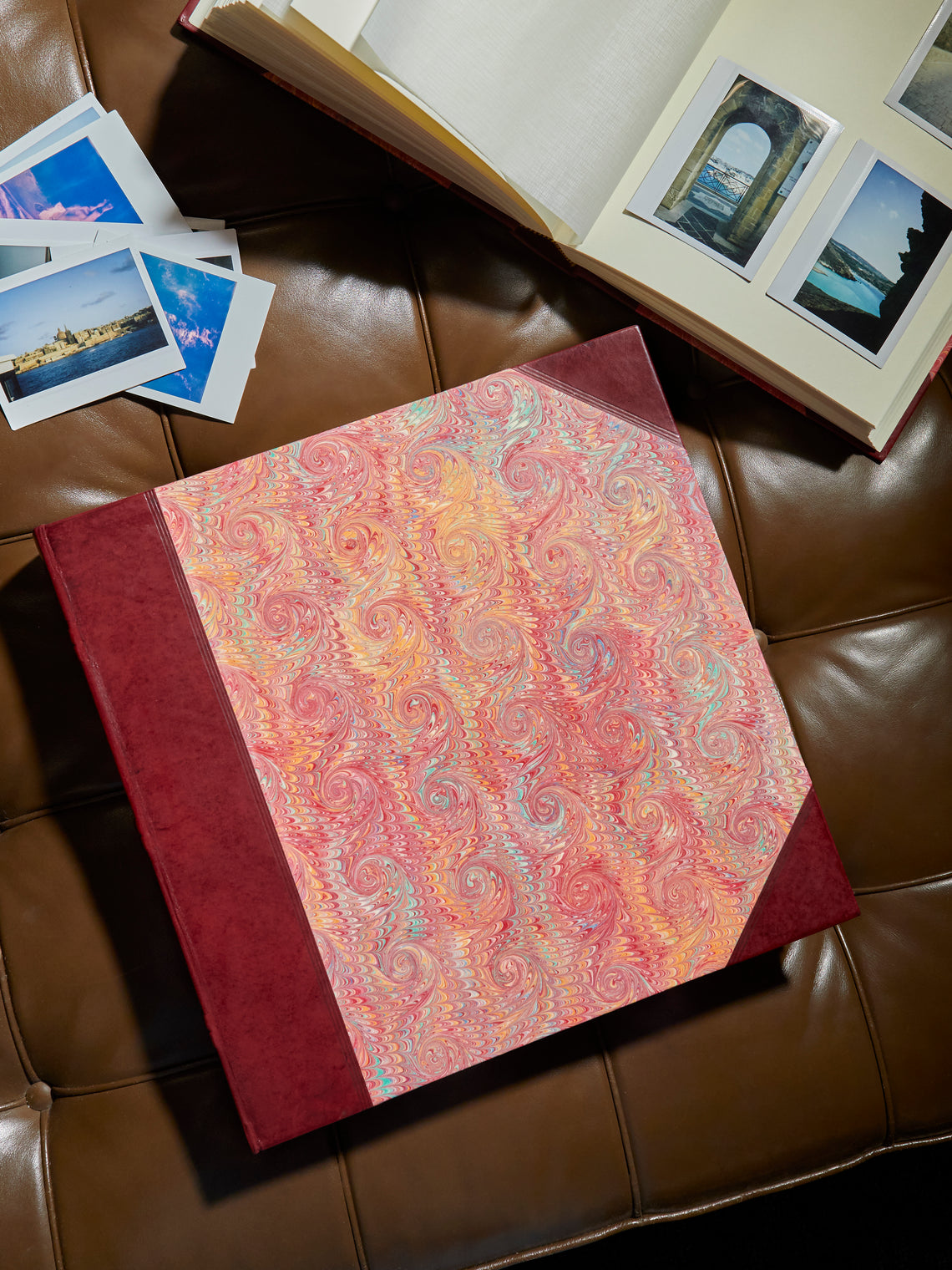 Hand-Marbled Leather Bound Photo Album