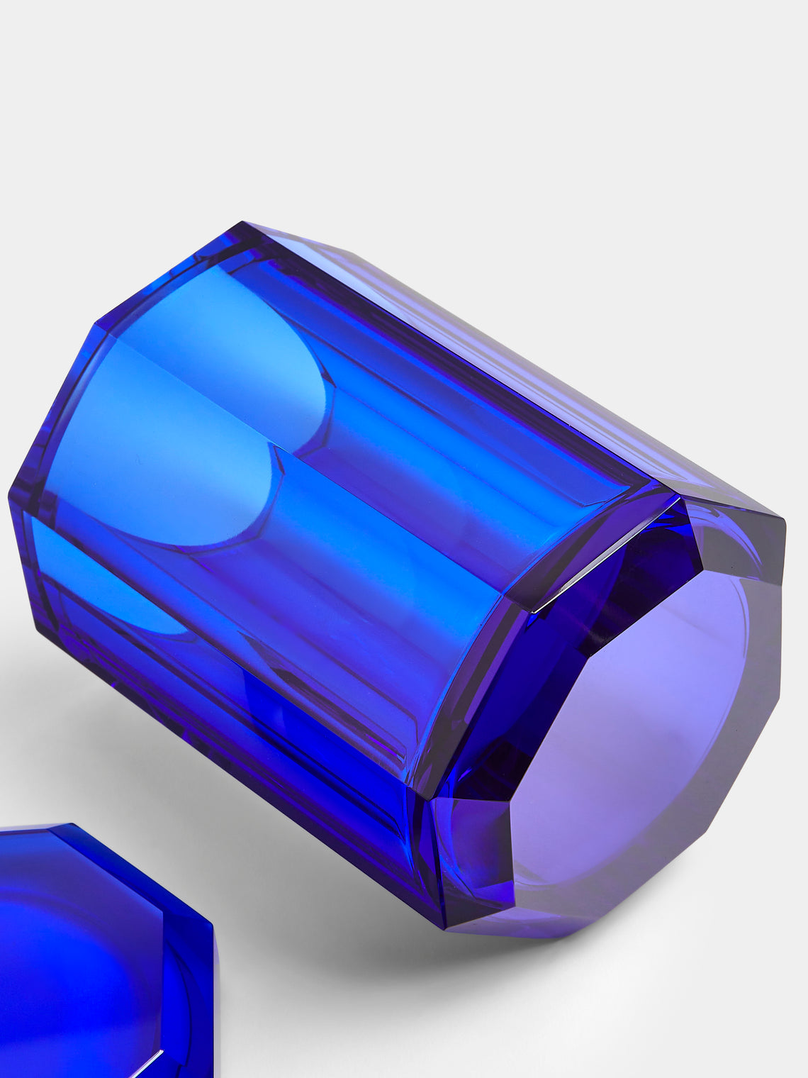 Decor Walther - Cut Crystal Lidded Jar - Blue - ABASK