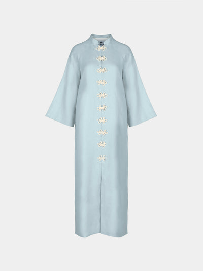 Yali Milano - The Portofino Linen Robe | Size: S - Light Blue - ABASK - 