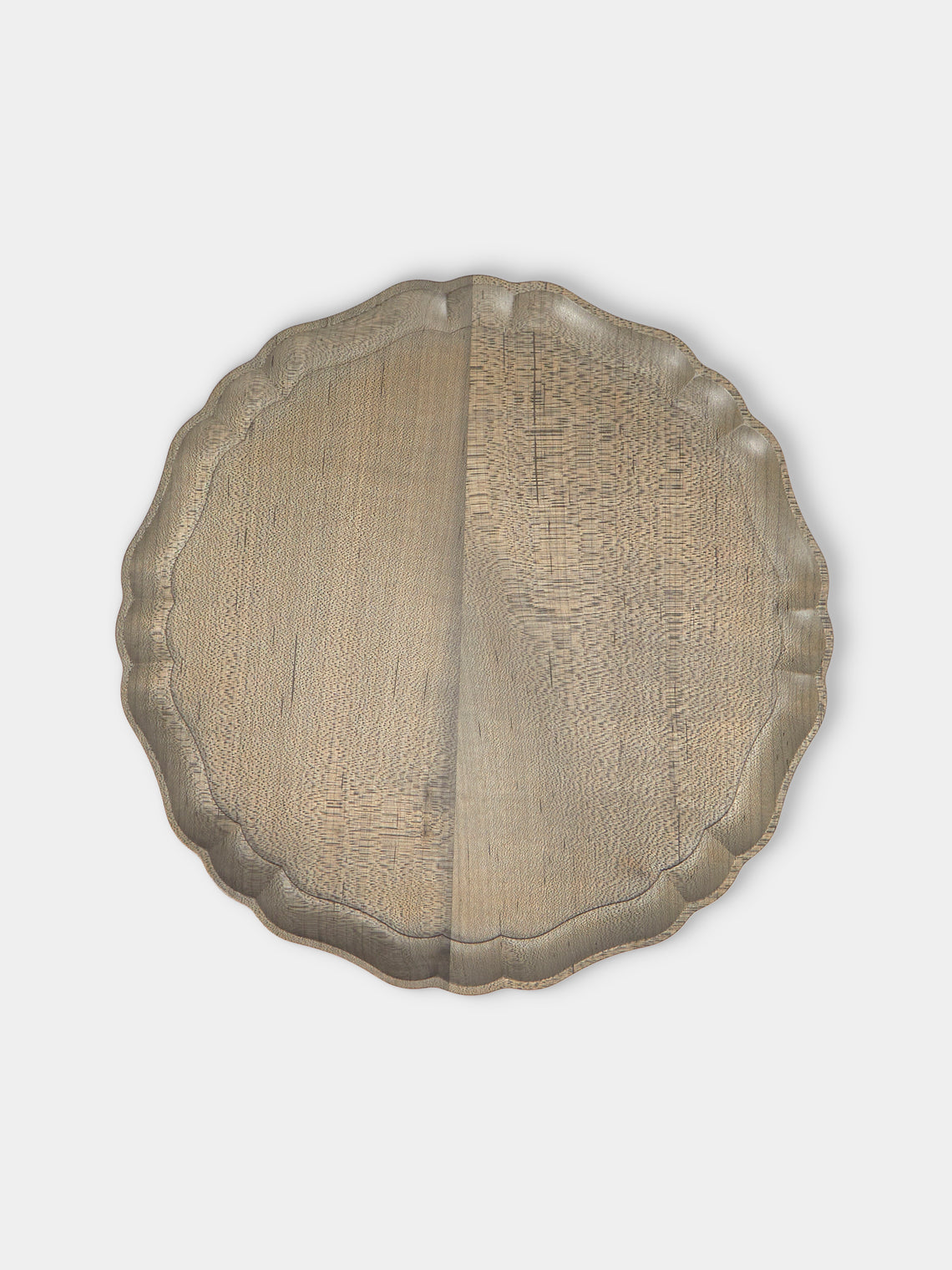 Ifuji - Italian Hand-Carved Wood Round Tray (9.5in/24cm) - Brown - ABASK - 