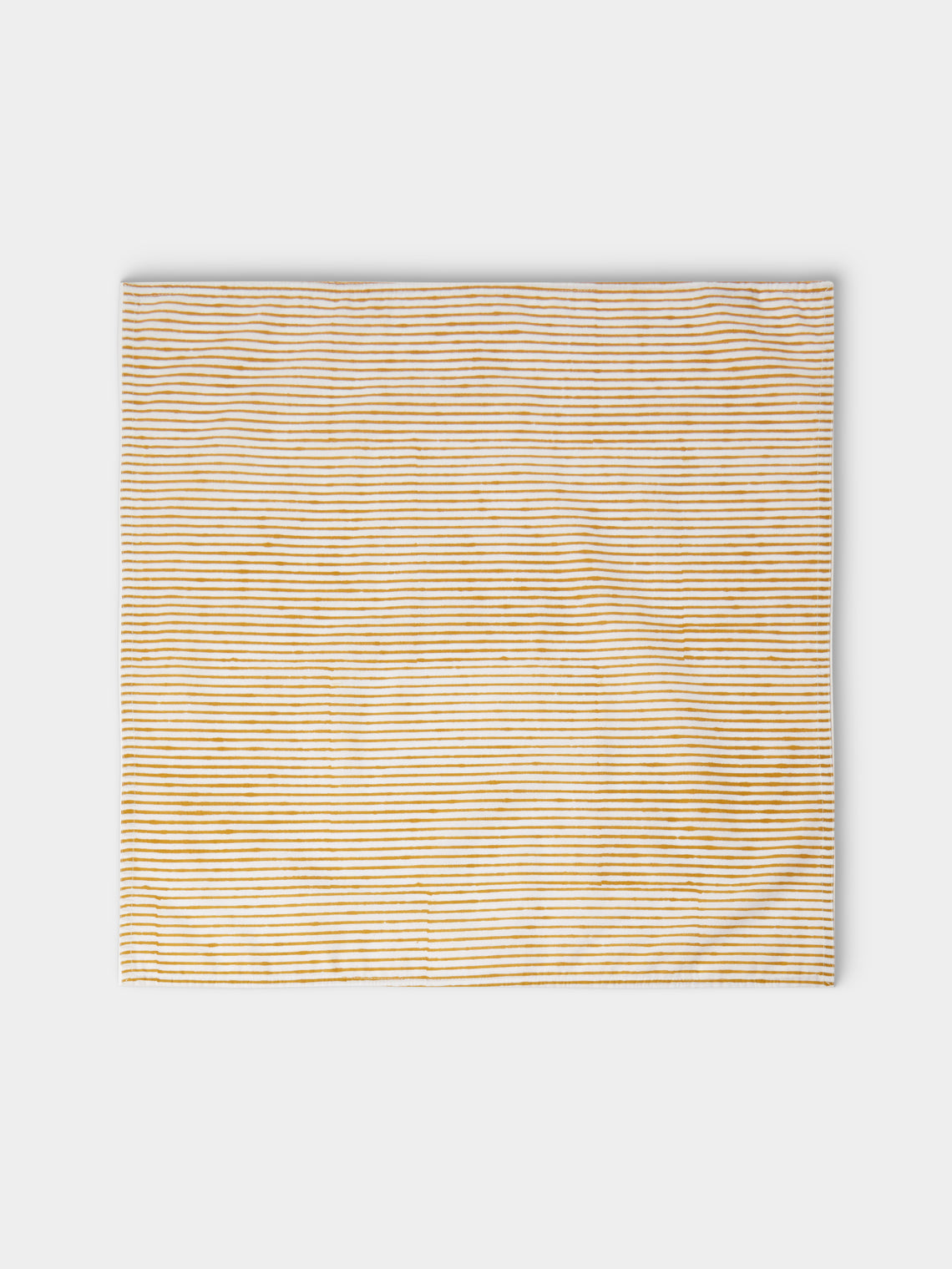 Chamois - | Set of 8 | Stripe Block-Printed Cotton Napkins - Yellow - ABASK
