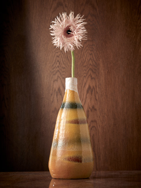 Antique and Vintage - 1950s Glass Vase (11in/28cm) - Yellow - ABASK