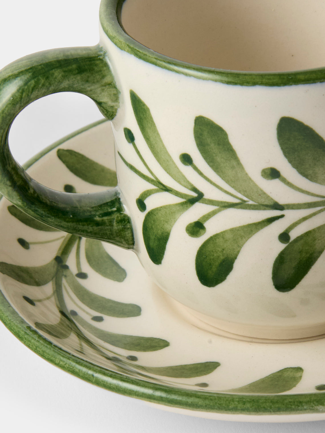CasaLatina - Helecho Hand-Painted Ceramic Espresso Cups (Set of 4) - Green - ABASK