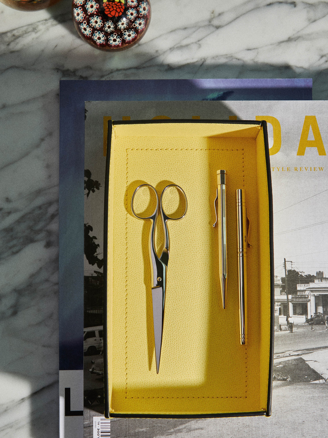 Giobagnara - Marea Leather Small Tray - Yellow - ABASK