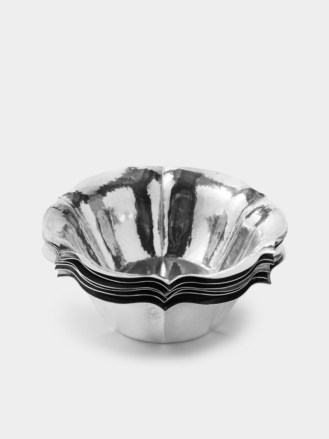 Antique and Vintage - 1960s Flower Silver-Plated Bowls (Set of 6) - Silver - ABASK