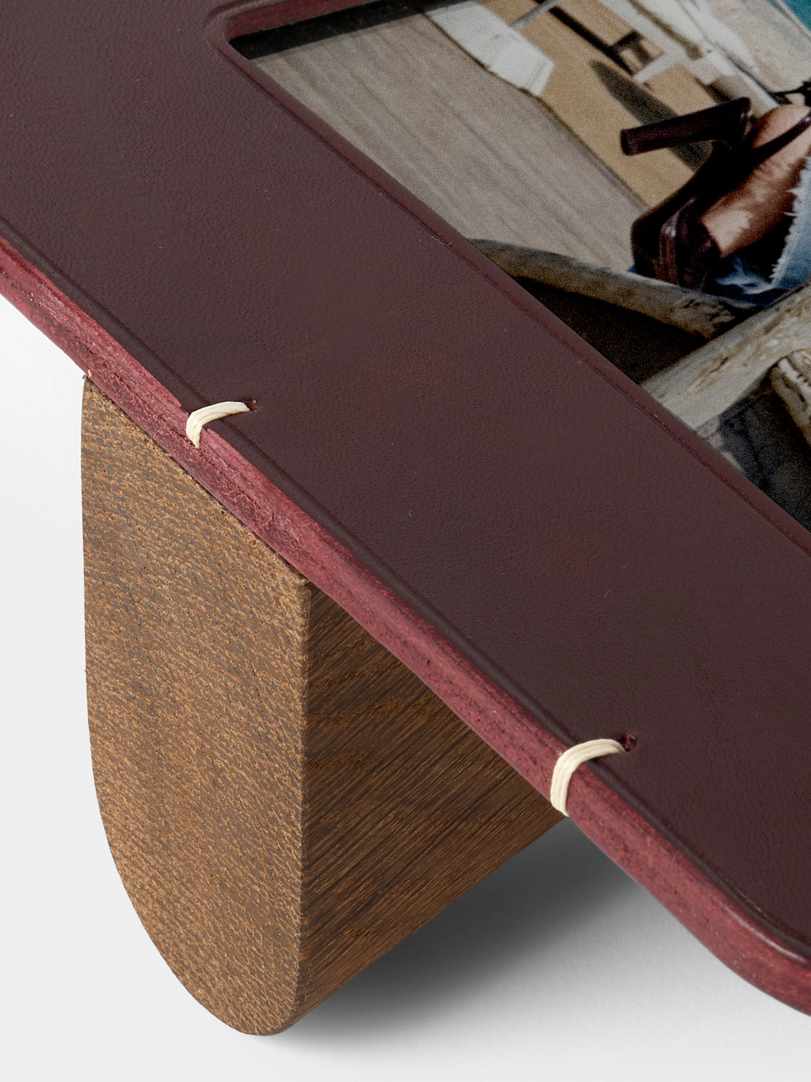 Otzi Studio - Billet Leather & Wood Photo Frame (7x5 inch Photo) - Burgundy - ABASK