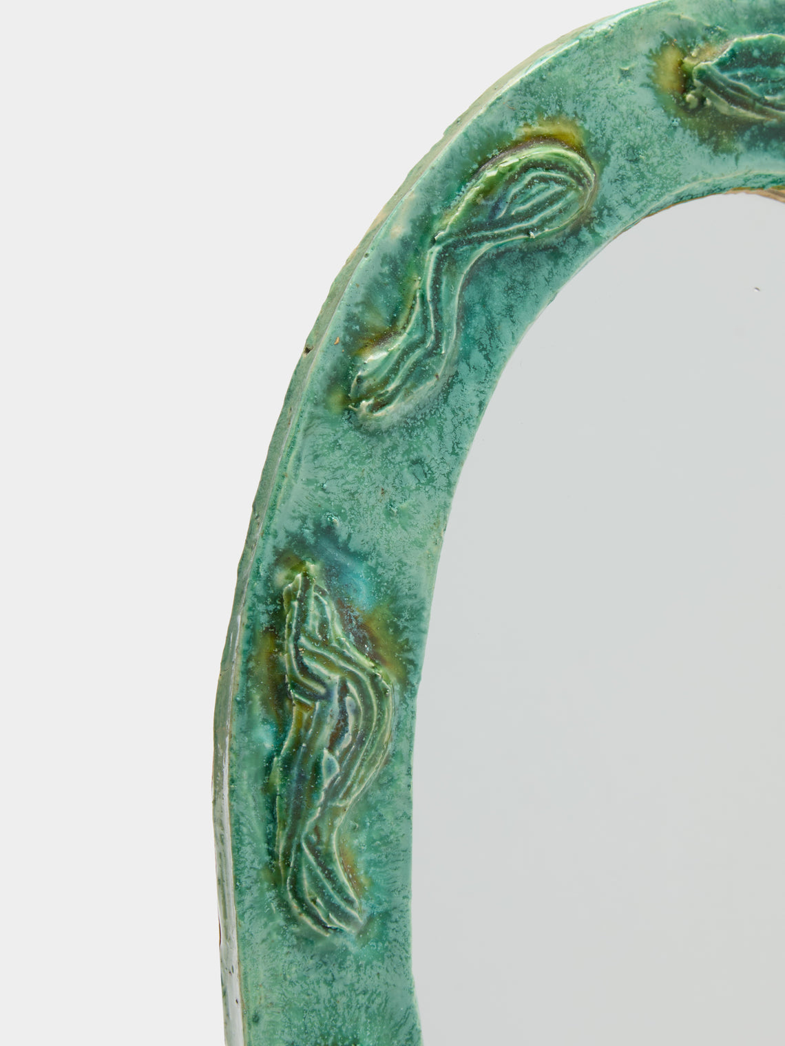 Antique and Vintage - 1950s Vallauris Ceramic Mirror - Green - ABASK