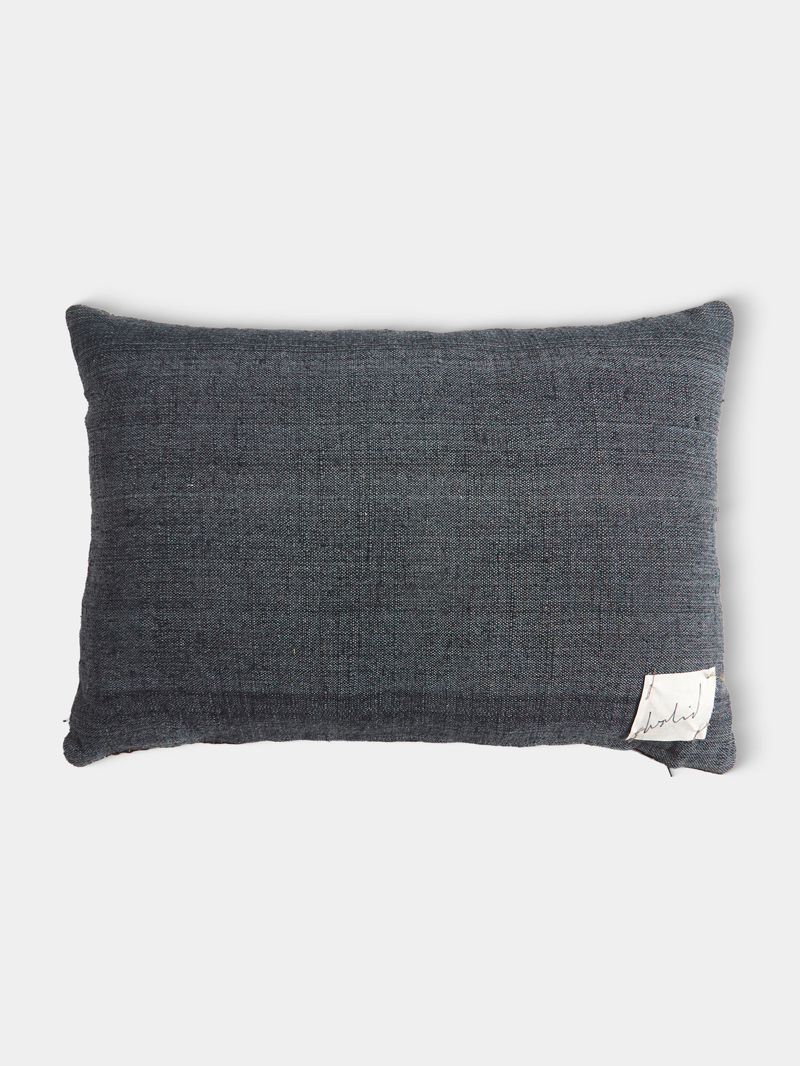 By Walid - 18th-Century French Aubusson Tapestry and Linen Cushion (23.5in/60cm) - Blue - ABASK