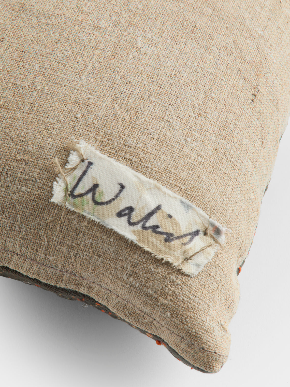 By Walid - 19th-Century Silk, Velvet and Linen Patchwork Cushion (13.5in/35cm) - Multiple - ABASK